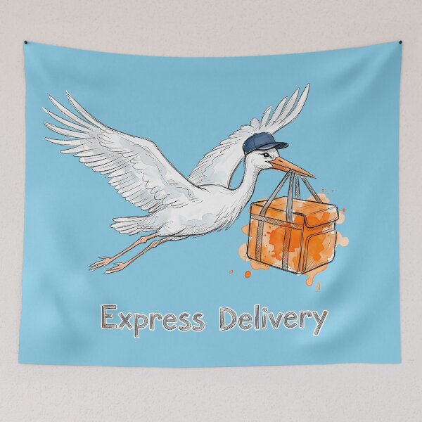Item preview, Express Delivery - Funny Ukrainian Stork Courier Satire designed and sold by SoulPT.