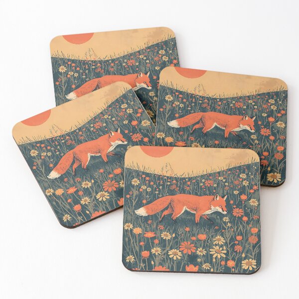 Item preview, Fox in Wildflower Meadow Vintage Nature Art Illustration designed and sold by Evergreen Horizon Works.