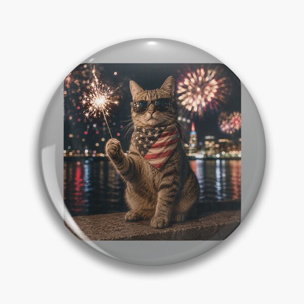 Item preview, Funny Cat Fireworks Meme Patriotic 4th of July Cat Lovers designed and sold by KathieFaugh.