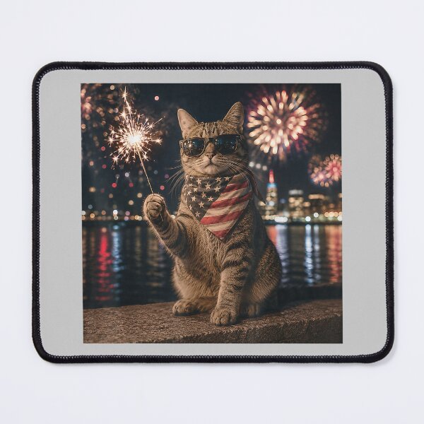 Item preview, Funny Cat Fireworks Meme Patriotic 4th of July Cat Lovers designed and sold by KathieFaugh.