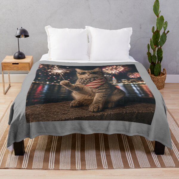 Item preview, Funny Cat Fireworks Meme Patriotic 4th of July Cat Lovers designed and sold by KathieFaugh.