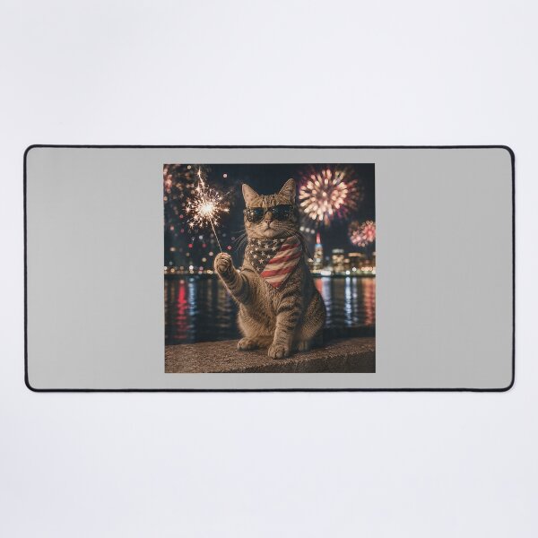 Item preview, Funny Cat Fireworks Meme Patriotic 4th of July Cat Lovers designed and sold by KathieFaugh.