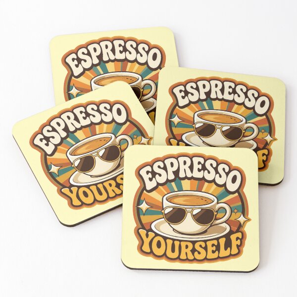 Item preview, Espresso Yourself – Retro Coffee Pun Design designed and sold by ABLAT-CREATIONS.
