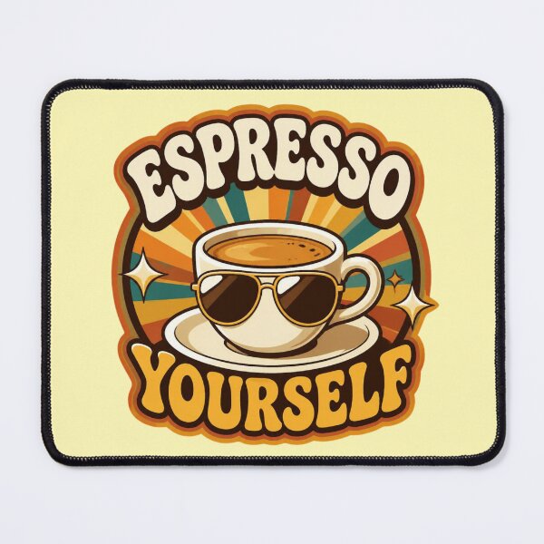 Item preview, Espresso Yourself – Retro Coffee Pun Design designed and sold by ABLAT-CREATIONS.