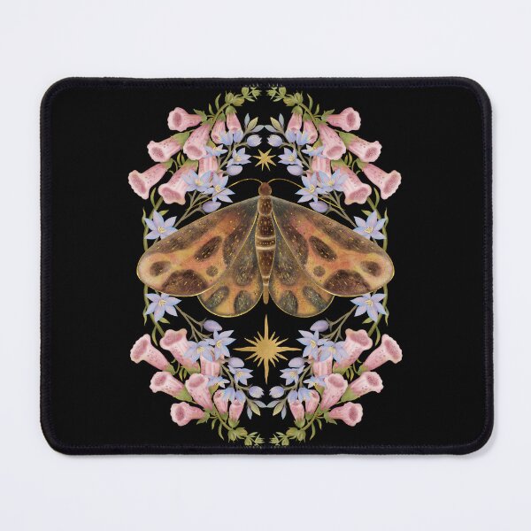 Item preview, Botanical Moth Art With Pink Foxglove Flowers designed and sold by Grin Katalina Floral Patterns & Cozy Art.