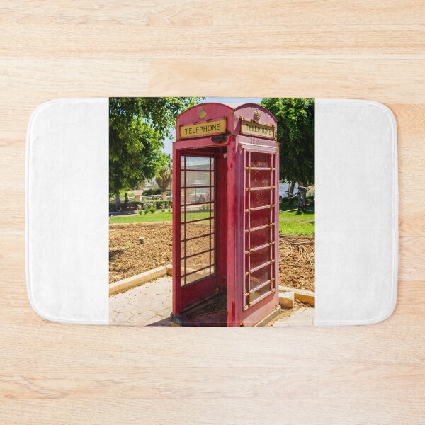 Item preview, Vintage Red Telephone Booth In Sunny Park Setting, Weathered Phone Kiosk, Outdoor Nostalgia designed and sold by Nmallia.
