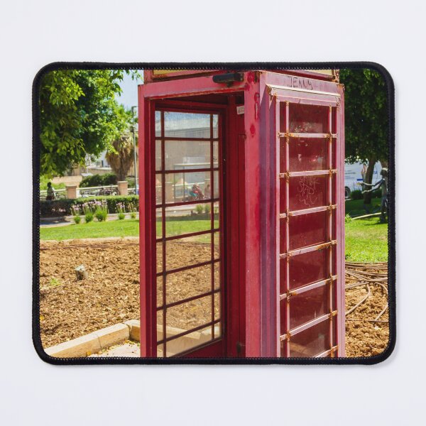 Item preview, Vintage Red Telephone Booth In Sunny Park Setting, Weathered Phone Kiosk, Outdoor Nostalgia designed and sold by Nmallia.