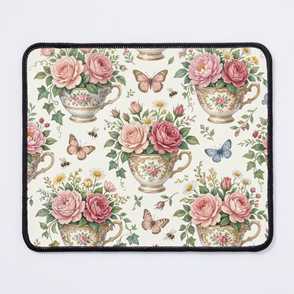 Item preview, Vintage Teacup Garden Seamless Pattern designed and sold by MoonwoodStudio.
