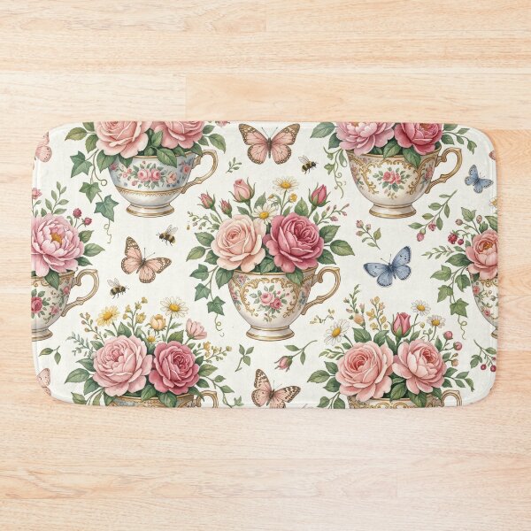 Item preview, Vintage Teacup Garden Seamless Pattern designed and sold by MoonwoodStudio.
