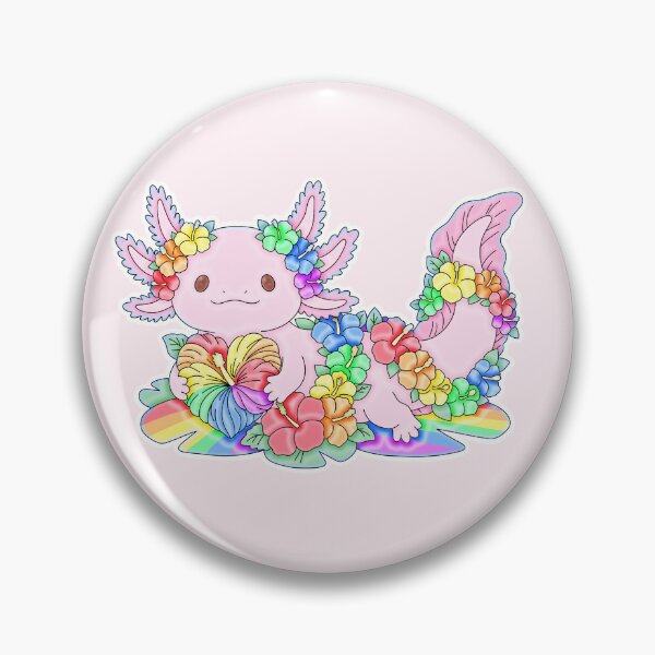 Item preview, Cute Rainbow Pride Axolotl Hibiscus Tropical Flower Heart designed and sold by Kaimarbe | Cute Stickers & Apparel.