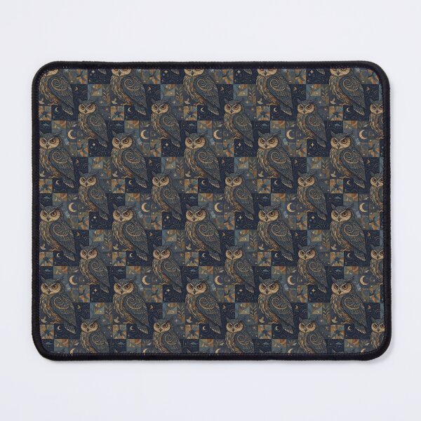 Item preview, Ornate Owl Seamless Pattern Blue Gold Celestial Tiles designed and sold by Pioneer Spirit Market.