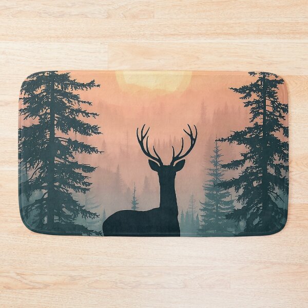 Item preview, Majestic Forest Deer Silhouette Sunset Wilderness Scene designed and sold by Evergreen Horizon Works.
