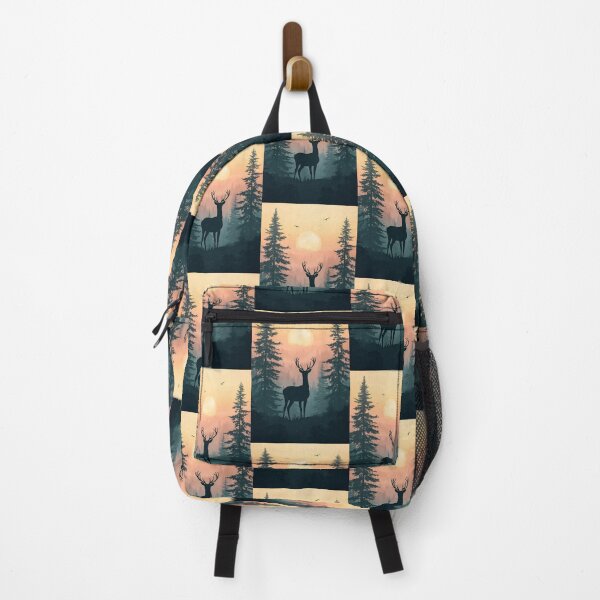 Item preview, Majestic Forest Deer Silhouette Sunset Wilderness Scene designed and sold by Evergreen Horizon Works.