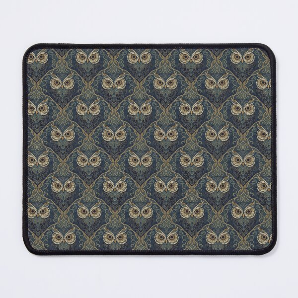 Item preview, Ornate Owl Seamless Pattern Blue Gold Damask designed and sold by Pioneer Spirit Market.
