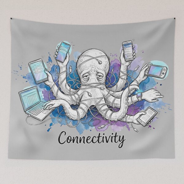 Item preview, Connectivity: The Overwhelmed Tech Octopus designed and sold by SoulPT.