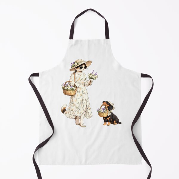 Item preview, Flower cat & dachshund in cottagecore style designed and sold by filou designs.