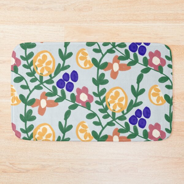 Item preview, Blueberry Lemon Citrus Botanical Pattern — Painterly Fruit & Wildflower Toss on owder Blue designed and sold by Patterns & Love .