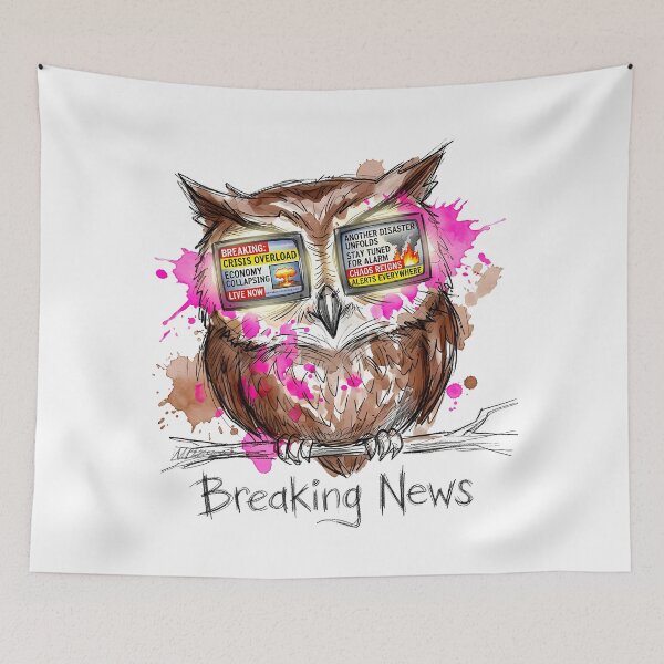Item preview, Breaking News Owl: Information Overload Satire designed and sold by SoulPT.