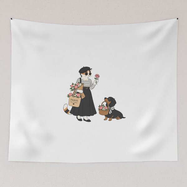 Item preview, Paris Cat & Dachshund – Mon Amour designed and sold by filou designs.