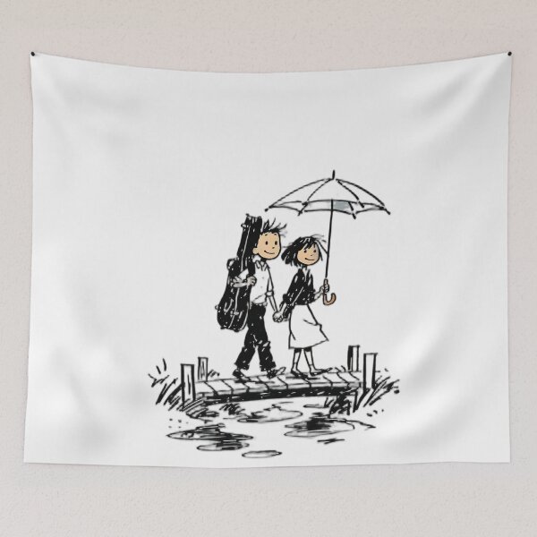 Item preview, Retro Comic Traveling Musician Walking in the Rain designed and sold by UniqYou.