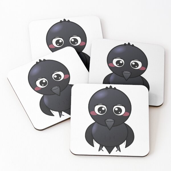 Item preview, Cute Blushing Crow Cartoon Sticker | Kawaii Black Bird Character designed and sold by CartX Global Inc.