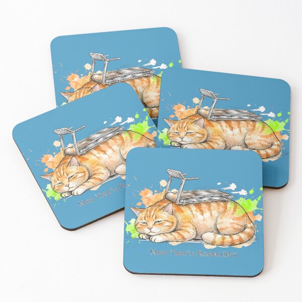 Item preview, New Year’s Resolution – Lazy Cat Treadmill Illustration designed and sold by SoulPT.