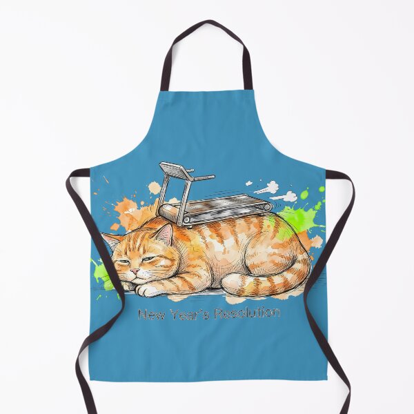 Item preview, New Year’s Resolution – Lazy Cat Treadmill Illustration designed and sold by SoulPT.