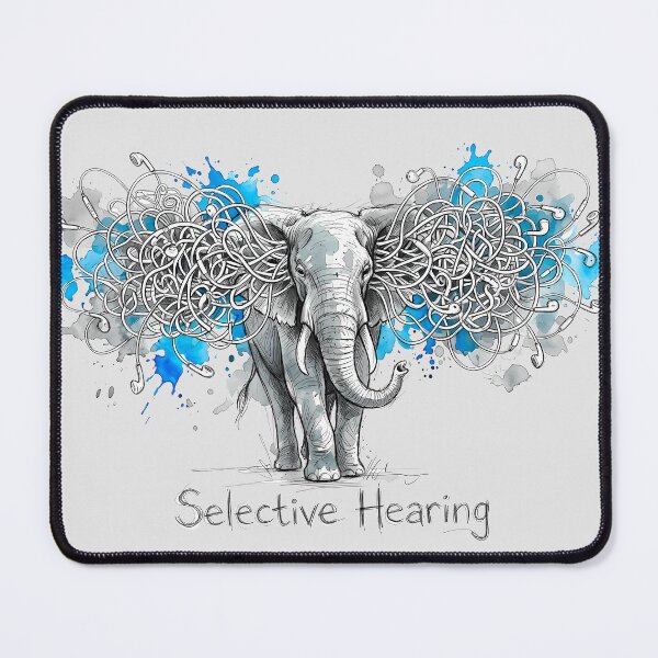 Item preview, Selective Hearing – Surreal Elephant Headphones Illustration designed and sold by SoulPT.