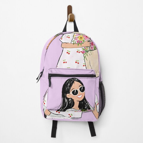 Item preview, Cozy Summer Girl Walking Dog with Flowers and Baguette designed and sold by UniqYou.