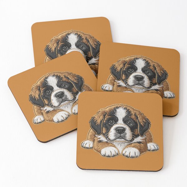 Item preview, Golden St. Bernard puppy, faux embroidered illusion stitched art designed and sold by Segasprojects.
