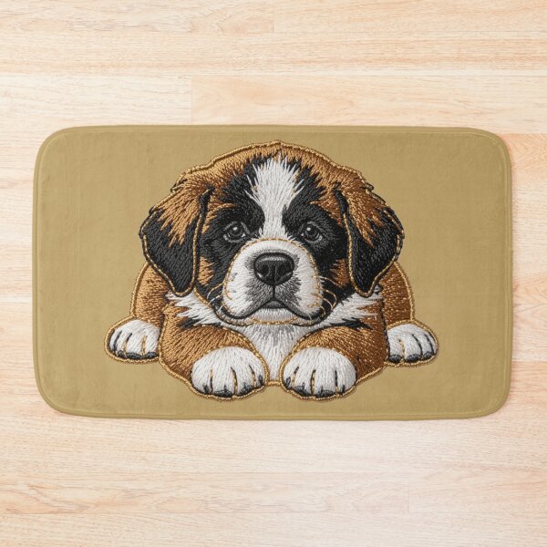 Item preview, Golden St. Bernard puppy, faux embroidered illusion stitched art designed and sold by Segasprojects.