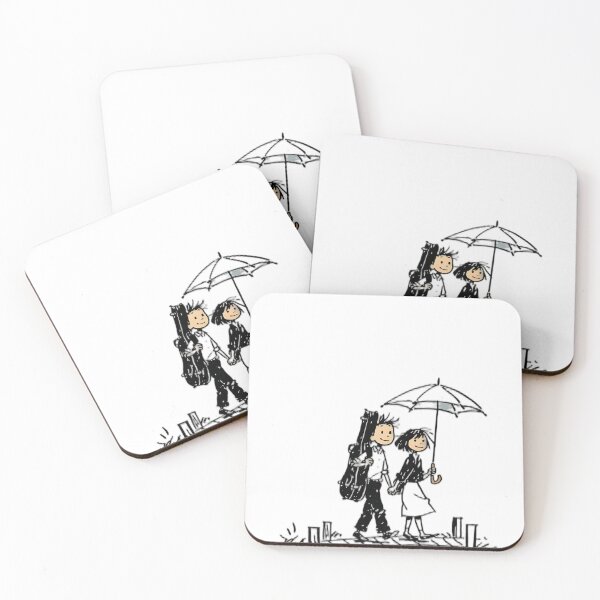 Item preview, Retro Comic Traveling couple Walking in the Rain designed and sold by UniqYou.