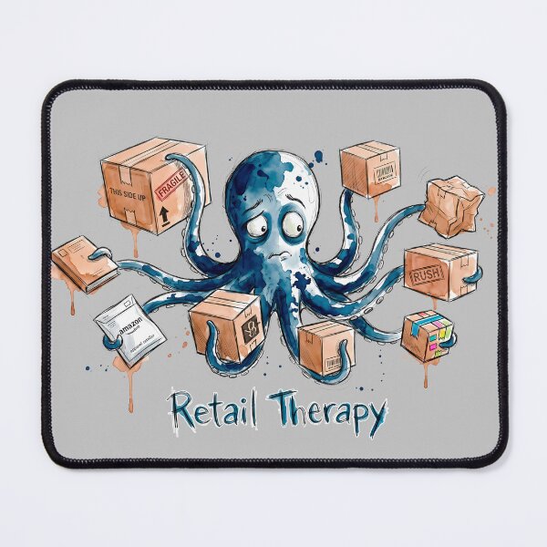 Item preview, Retail Therapy: The Overwhelmed Shopping Octopus Art designed and sold by SoulPT.