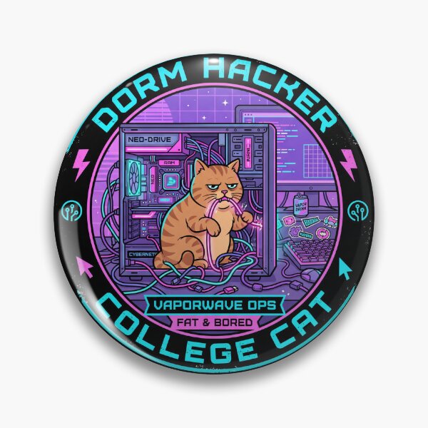 Item preview, Dorm Hacker College Cat Vaporwave Cyberpunk designed and sold by Oommen Studio .