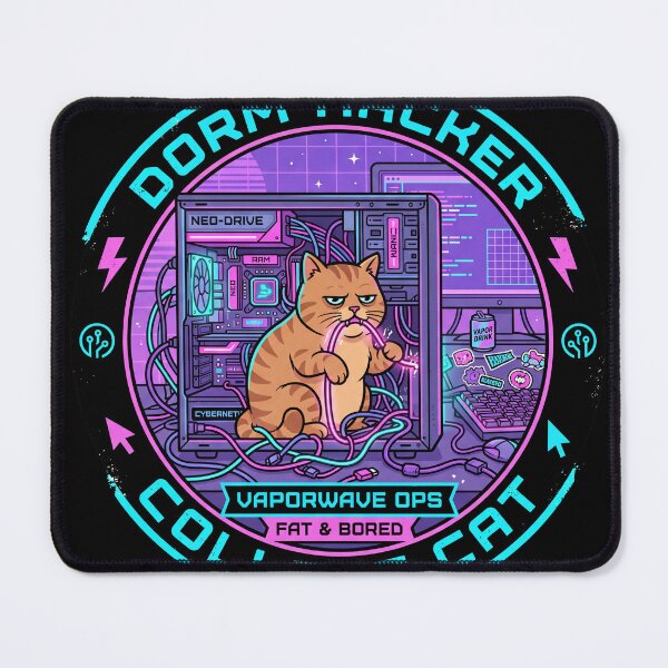 Item preview, Dorm Hacker College Cat Vaporwave Cyberpunk designed and sold by Oommen Studio .