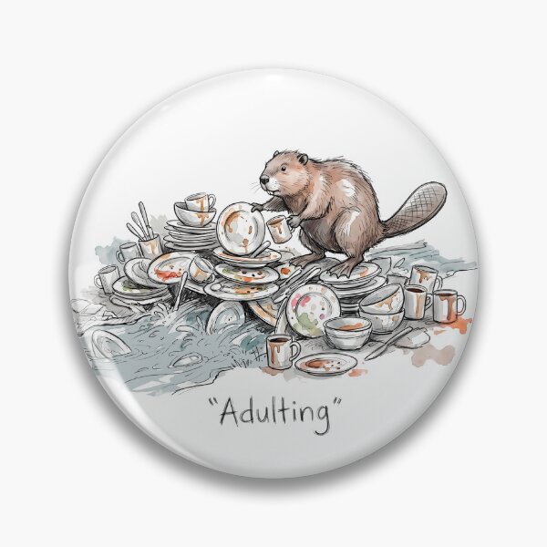 Item preview, Adulting: The Dirty Dish Dam Beaver Illustration designed and sold by SoulPT.