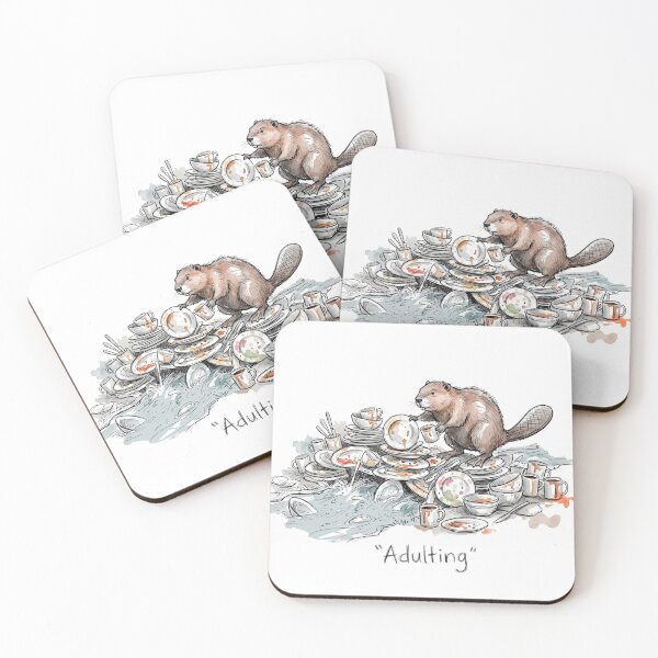 Item preview, Adulting: The Dirty Dish Dam Beaver Illustration designed and sold by SoulPT.