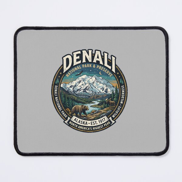Item preview, Denali National Park Alaska Mountain Wildlife Vintage Badge designed and sold by FrankIsabel.