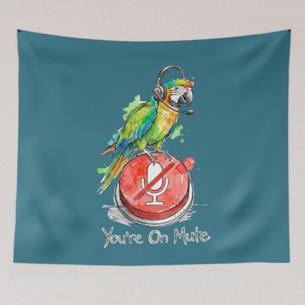 Item preview, You're On Mute: The Paradoxical Parrot Remote Work Illustration designed and sold by SoulPT.