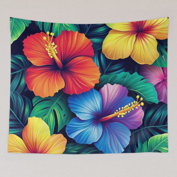 Item preview, Summer Tropical Flowers And Palm Leaves Digital Art designed and sold by DEC02.