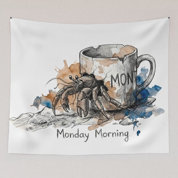 Item preview, Monday Morning: The Caffeine Hermit Crab Surreal Art designed and sold by SoulPT.