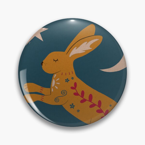Item preview, Folk art Celestial Rabbit - Blue and Yellow version designed and sold by kuromillie.