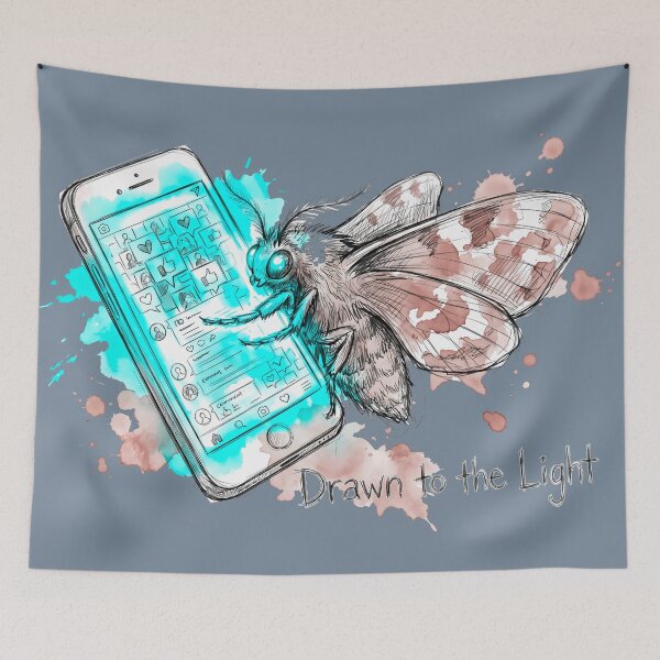Item preview, Drawn to the Light: The Social Media Moth & Smartphone Satire designed and sold by SoulPT.