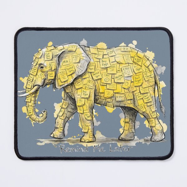 Item preview, Remind Me Later: The Overwhelmed Sticky Note Elephant Illustration designed and sold by SoulPT.