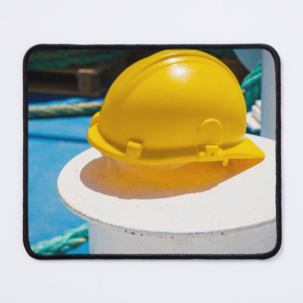 Item preview, Yellow Safety Hard Hat Resting on Ship Deck Bollard With Coiled Ropes - Marine Safety Concept designed and sold by Nmallia.