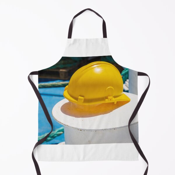 Item preview, Yellow Safety Hard Hat Resting on Ship Deck Bollard With Coiled Ropes - Marine Safety Concept designed and sold by Nmallia.