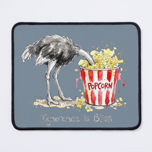 Item preview, Ignorance is Bliss: The Popcorn Ostrich Illustration designed and sold by SoulPT.