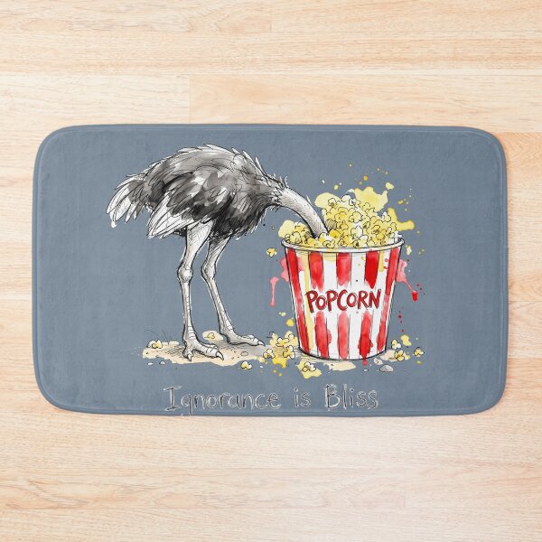 Item preview, Ignorance is Bliss: The Popcorn Ostrich Illustration designed and sold by SoulPT.