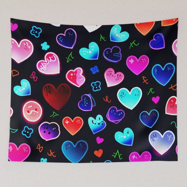 Item preview, Cute Neon Hearts Pattern – Colorful Kawaii Love Hearts Aesthetic Design designed and sold by IMuDesigner.