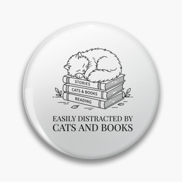 Item preview, Easily Distracted by Cats and Books - Cute Vintage Cat Lover designed and sold by Harrak Housni.